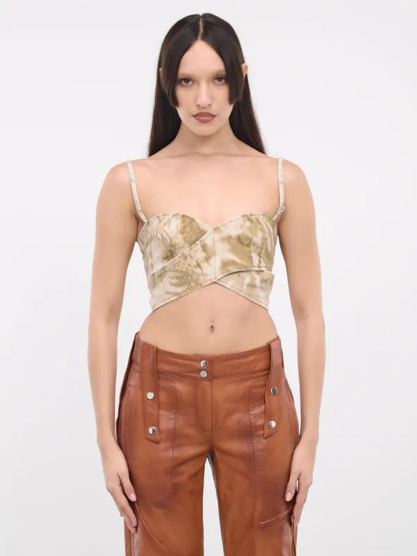 Camouflage Chiné Crossed Top (2J137A-T5769-TAUPE-GREY) made by Blumarine