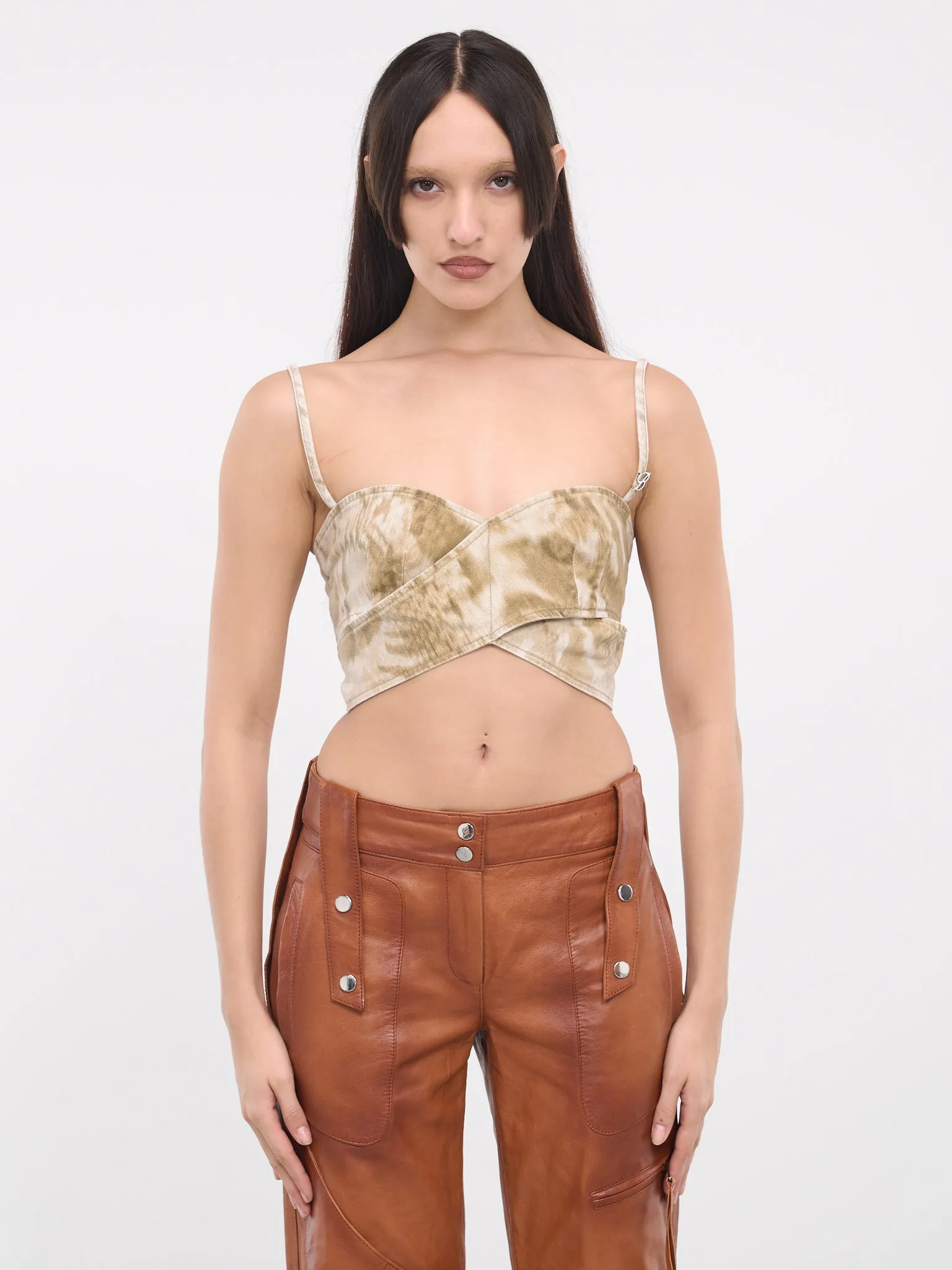 Camouflage Chiné Crossed Top (2J137A-T5769-TAUPE-GREY) sold by lorenzo