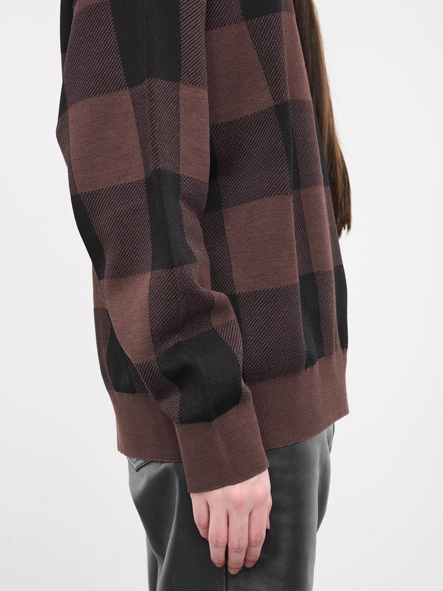 Check Sweater (H526Y14KGW-BLACK-BROWN) sold by lorenzo product image thumbnail 5