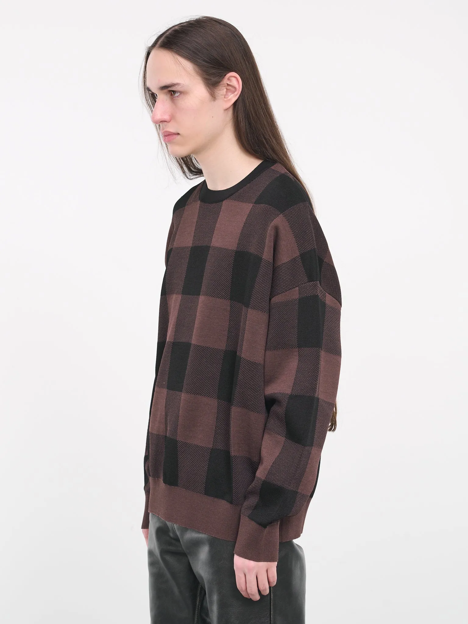 Check Sweater (H526Y14KGW-BLACK-BROWN) sold by lorenzo product image thumbnail 2