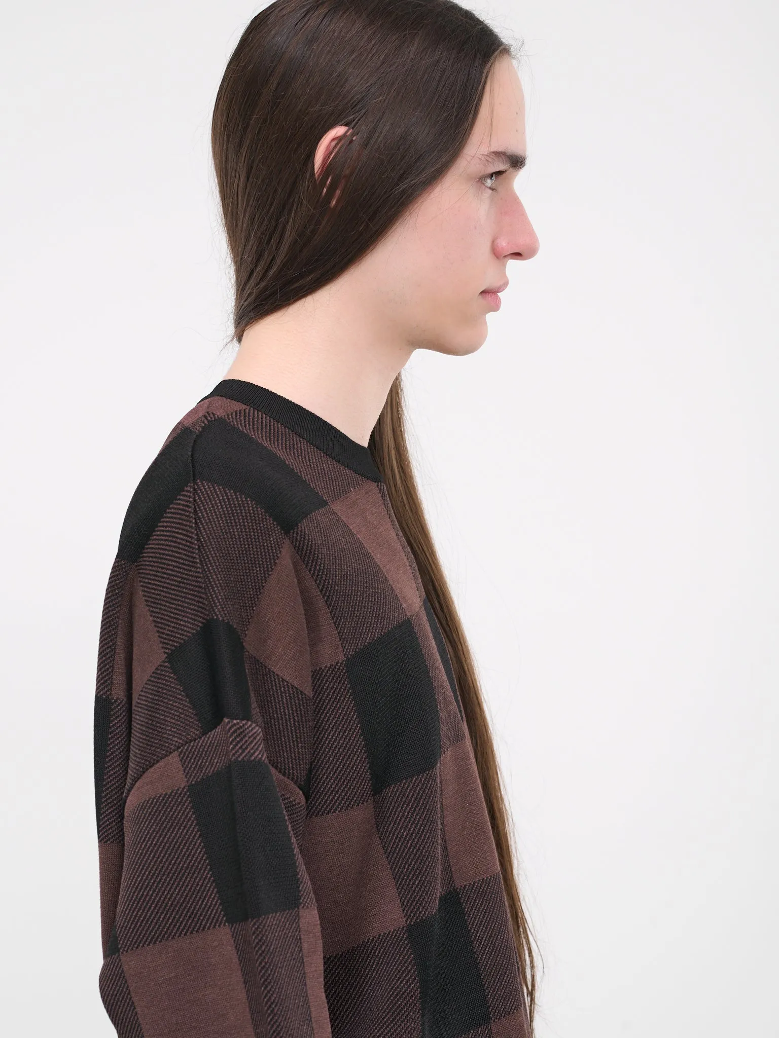 Check Sweater (H526Y14KGW-BLACK-BROWN) sold by lorenzo product image thumbnail 4