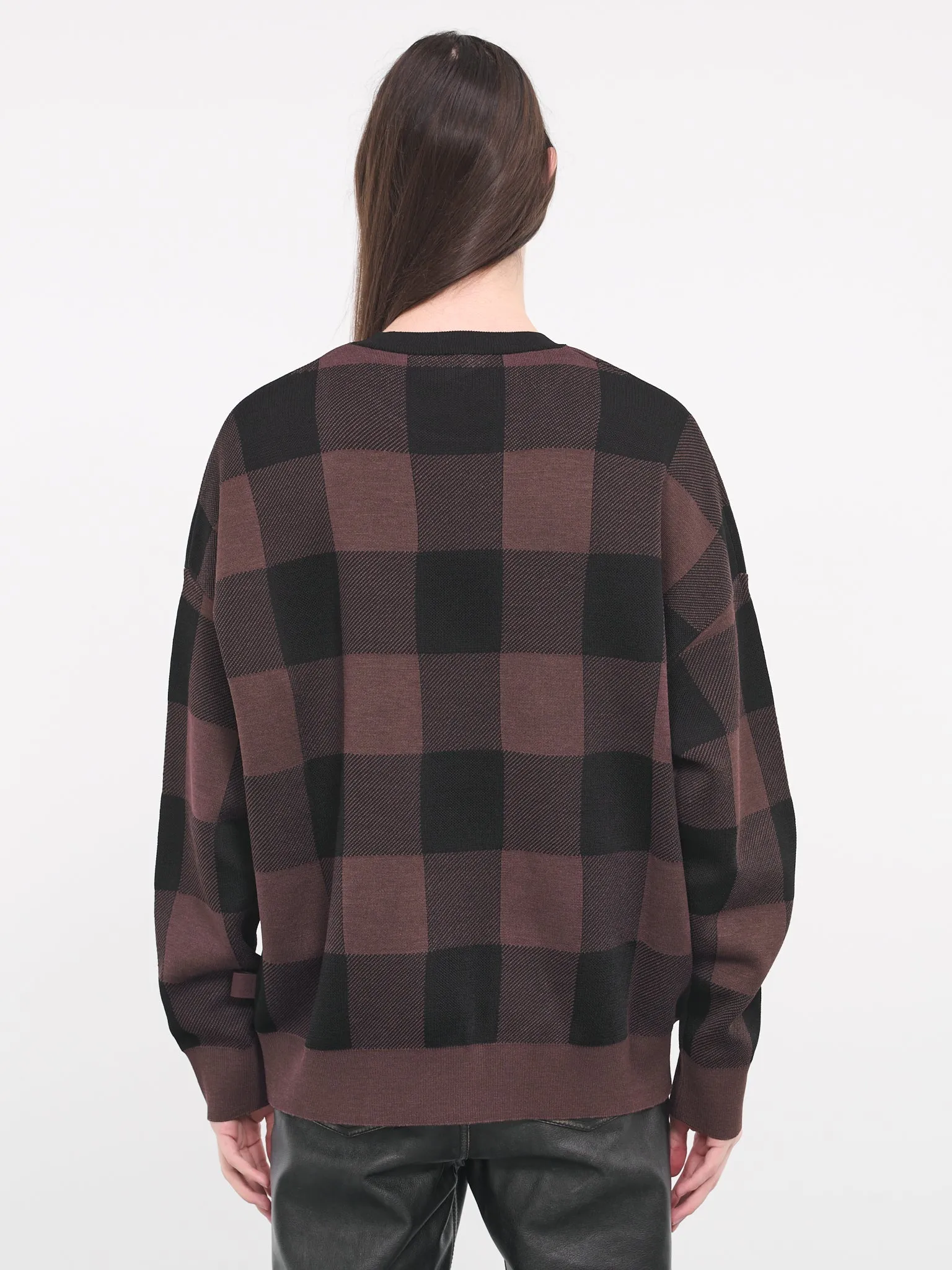 Check Sweater (H526Y14KGW-BLACK-BROWN) sold by lorenzo product image thumbnail 3