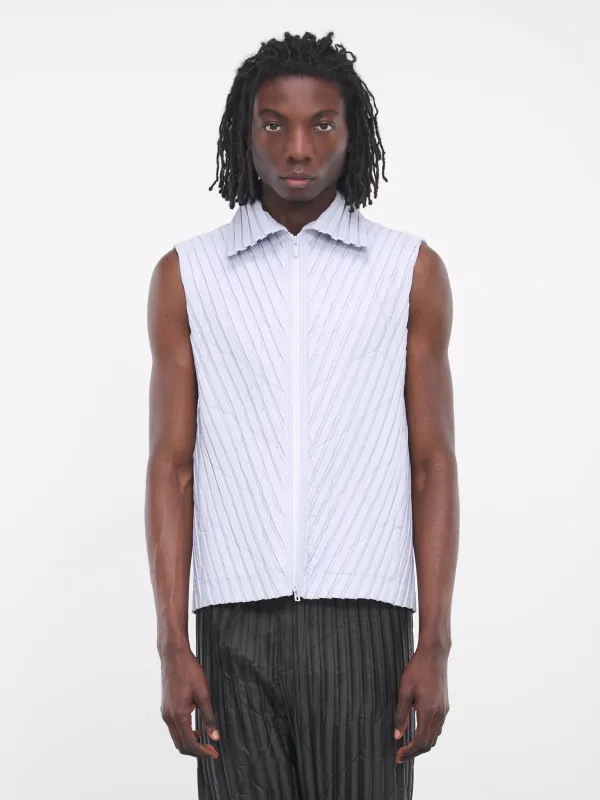 Padded Pleats Vest (HP38FE319-72-BLUE) made by Issey Miyake