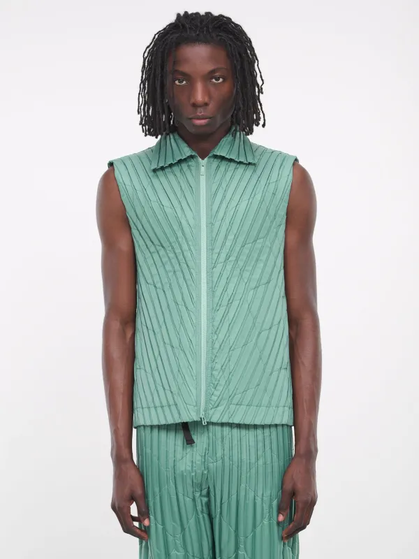 Padded Pleats Vest (HP38FE319-62-GREEN) made by Issey Miyake