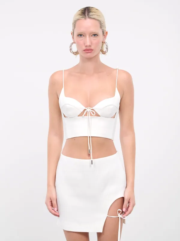 Self-Tie Crop Top (DK59T-WHITE) sold by lorenzo