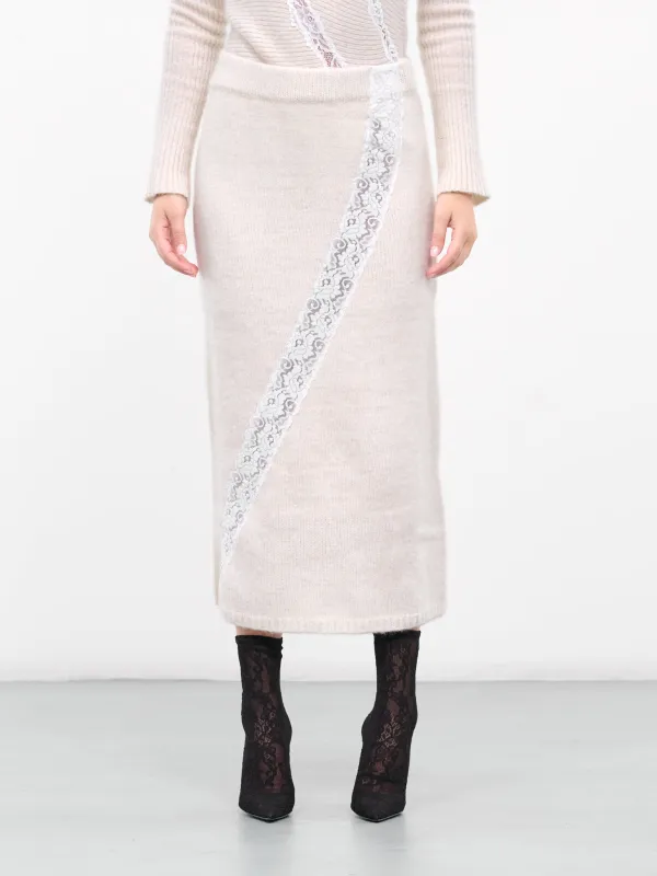 Lace Rib-Knit Skirt (KN012-WHITE) sold by lorenzo