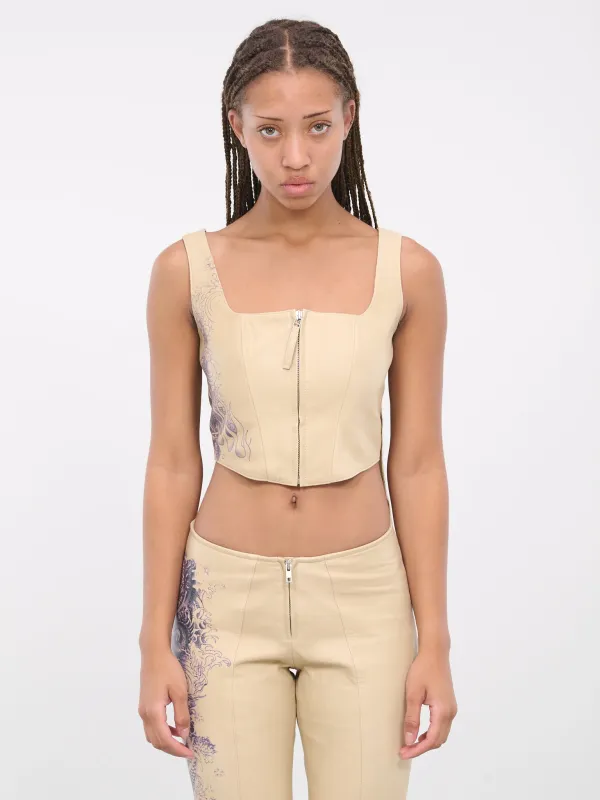 Tattoo Leather Bustier (23-15-F-ST017I-NUDE-NAVY) sold by lorenzo