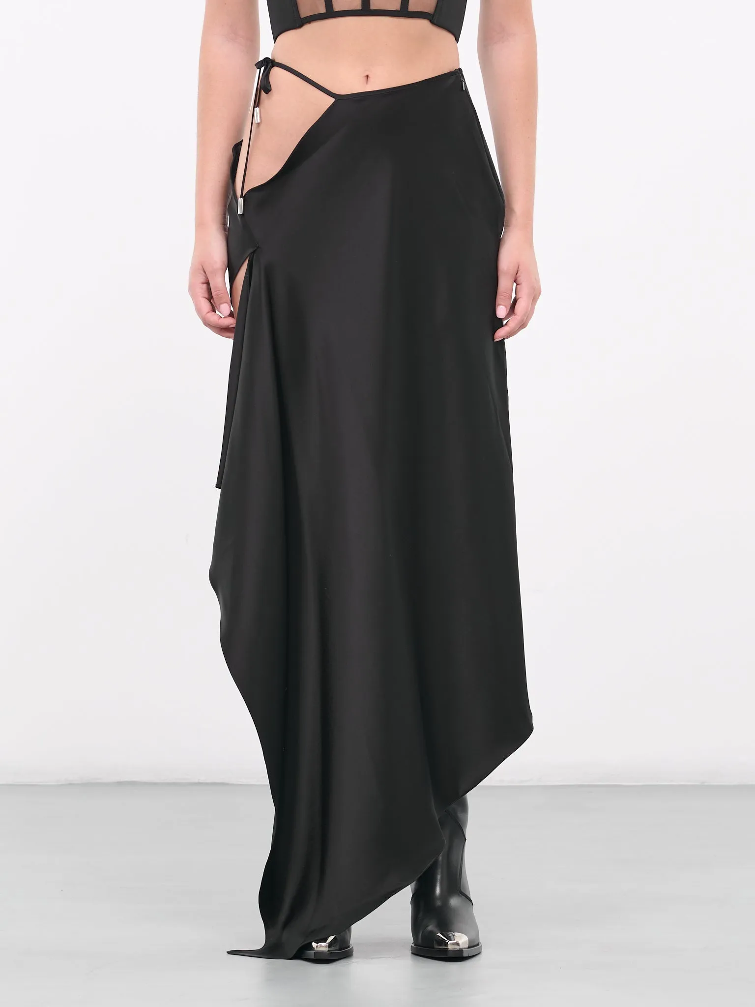 Cut-Out Satin Skirt (DK05S-BLACK) sold by lorenzo