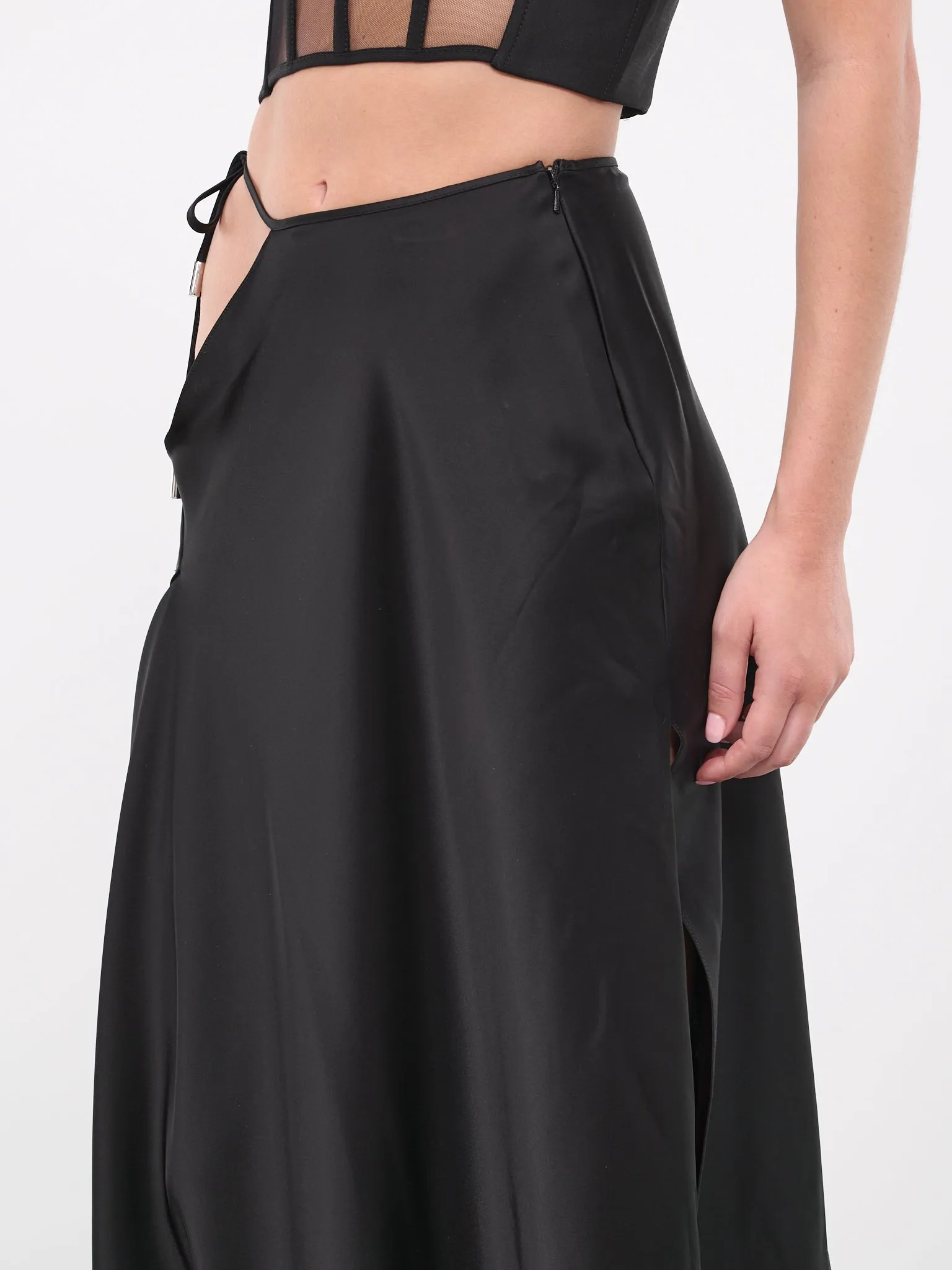 Cut-Out Satin Skirt (DK05S-BLACK) sold by lorenzo product image thumbnail 4