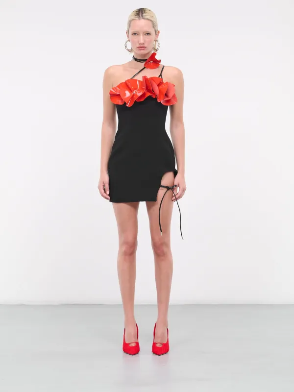 Flower Mini Dress (DK05D-BLACK-RED) sold by lorenzo