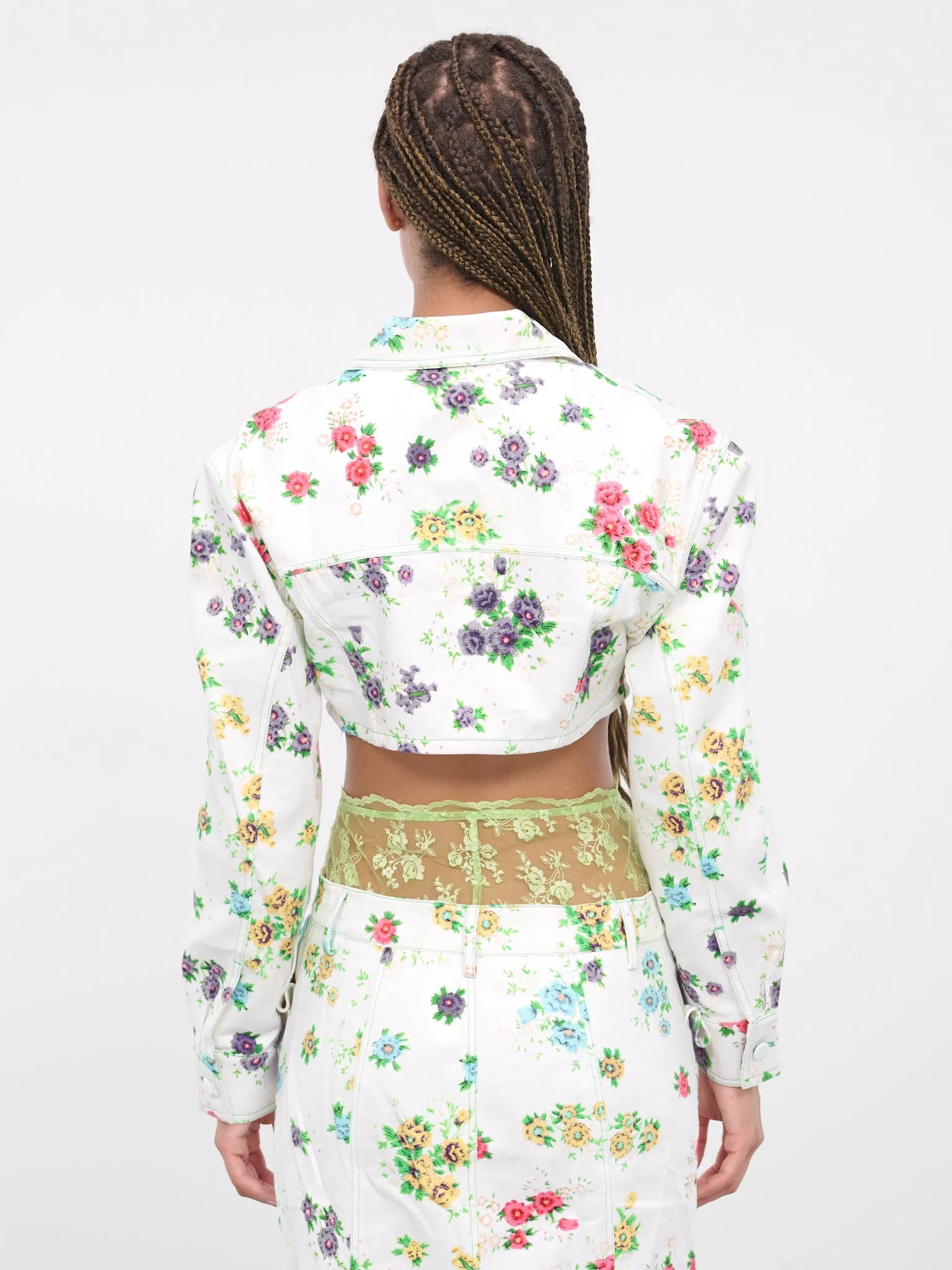 Floral Denim Jacket (OOJK10W-WHITE-FLORAL-PRINT) sold by lorenzo product image thumbnail 3