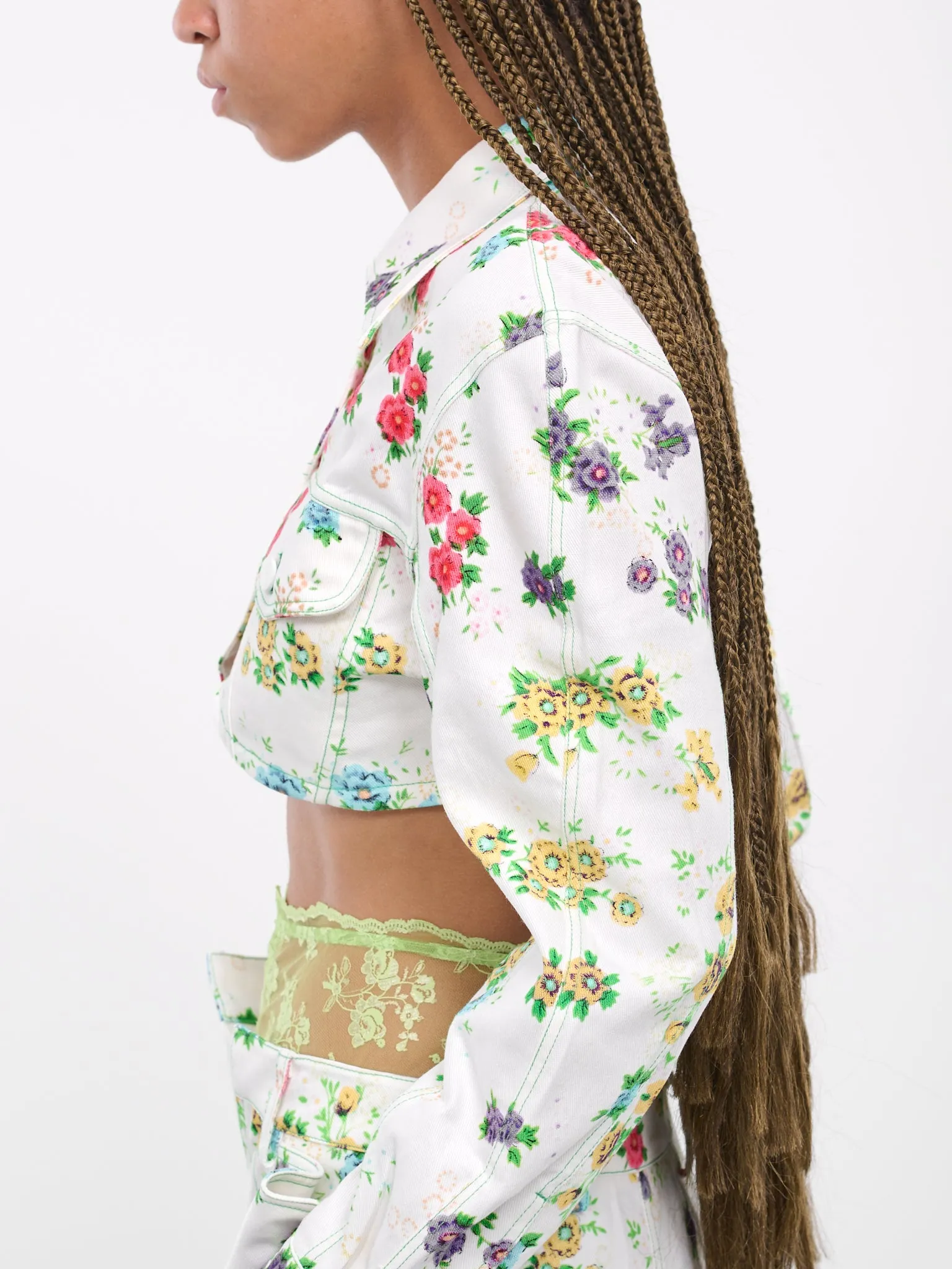 Floral Denim Jacket (OOJK10W-WHITE-FLORAL-PRINT) sold by lorenzo product image thumbnail 4