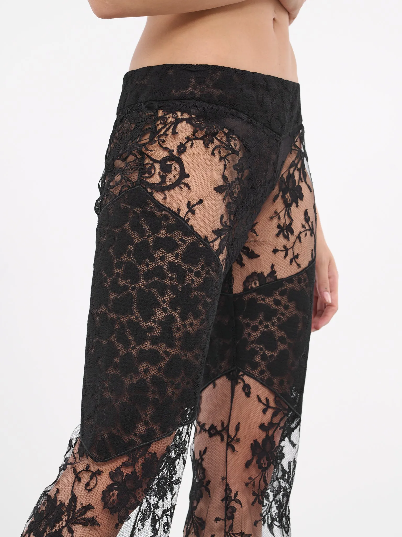 Lace Flared Trousers (RWT201-RP003-BLACK) sold by lorenzo product image thumbnail 4