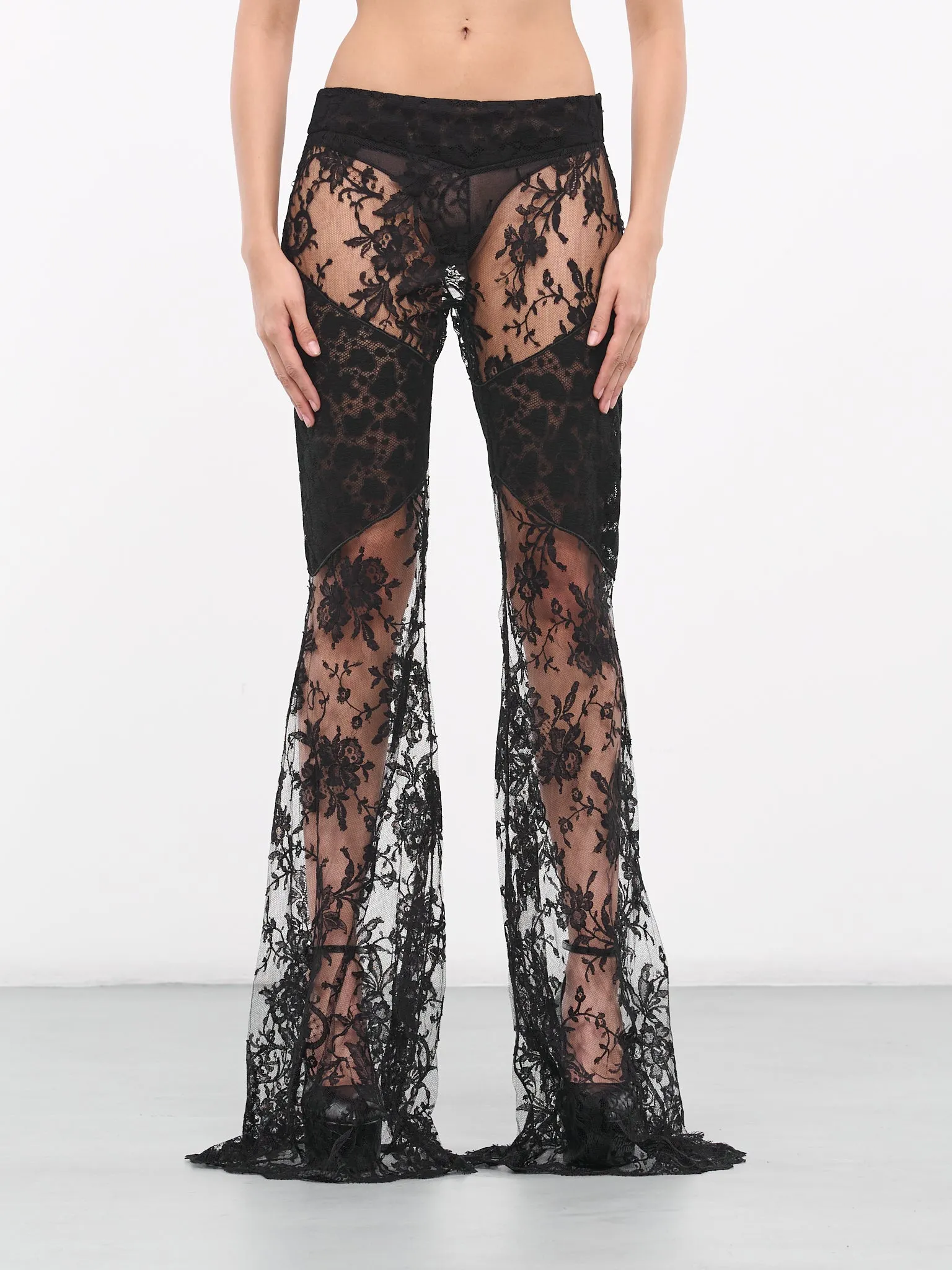 Lace Flared Trousers (RWT201-RP003-BLACK) sold by lorenzo