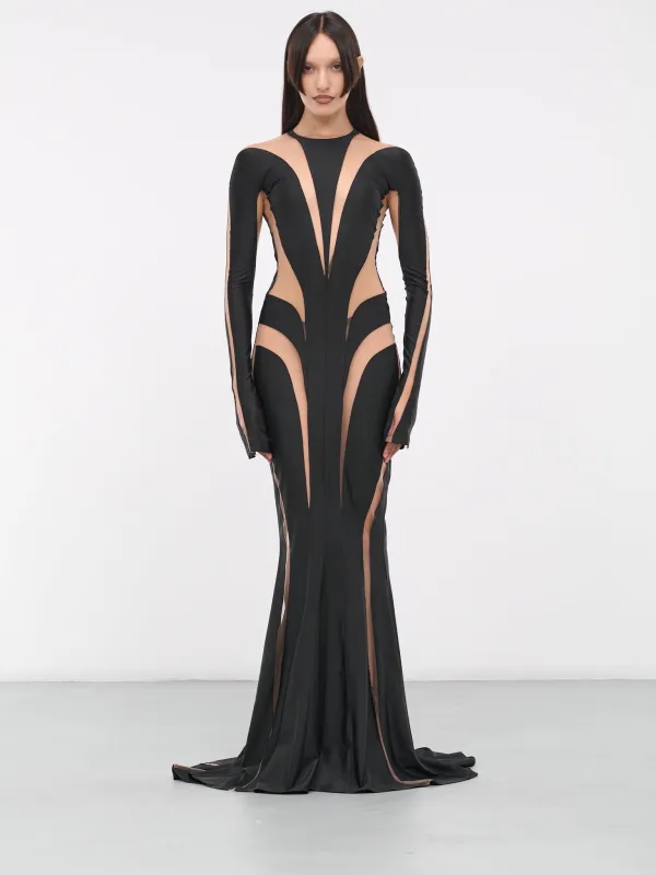 Cut-Out Gown (1R01482842-BLACK-NUDE) made by Mugler