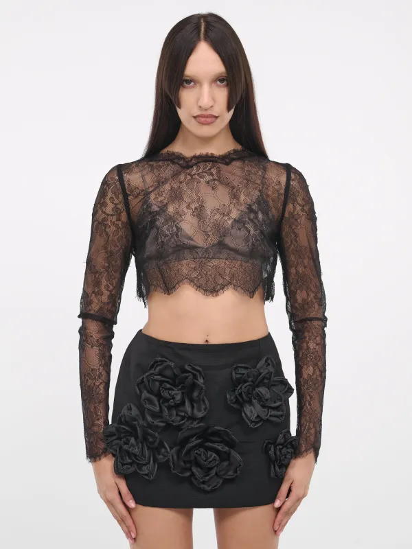 Chantilly Lace Top (F780MT-HLM9J-N0000-BLACK) made by Dolce & Gabanna