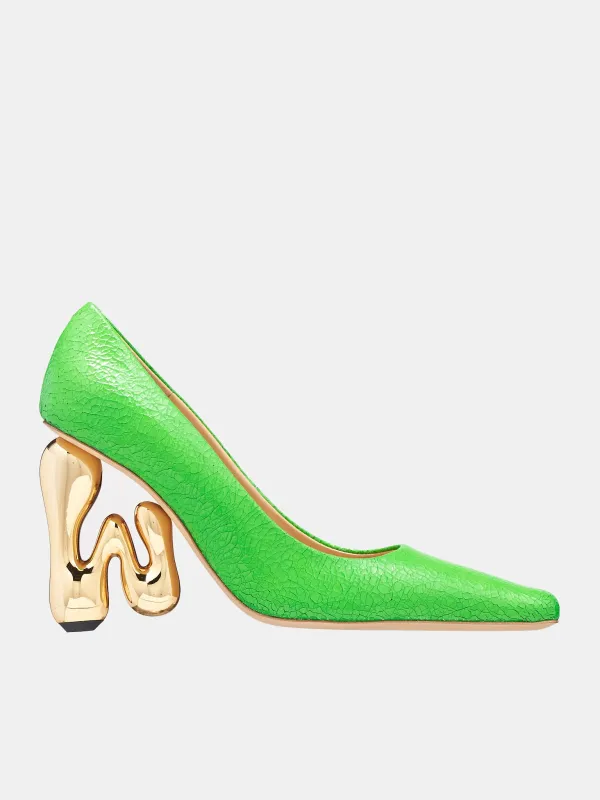 Bubble Heel Pumps (ANW41310B-18810-GREEN-GOLD) made by J.W. Anderson