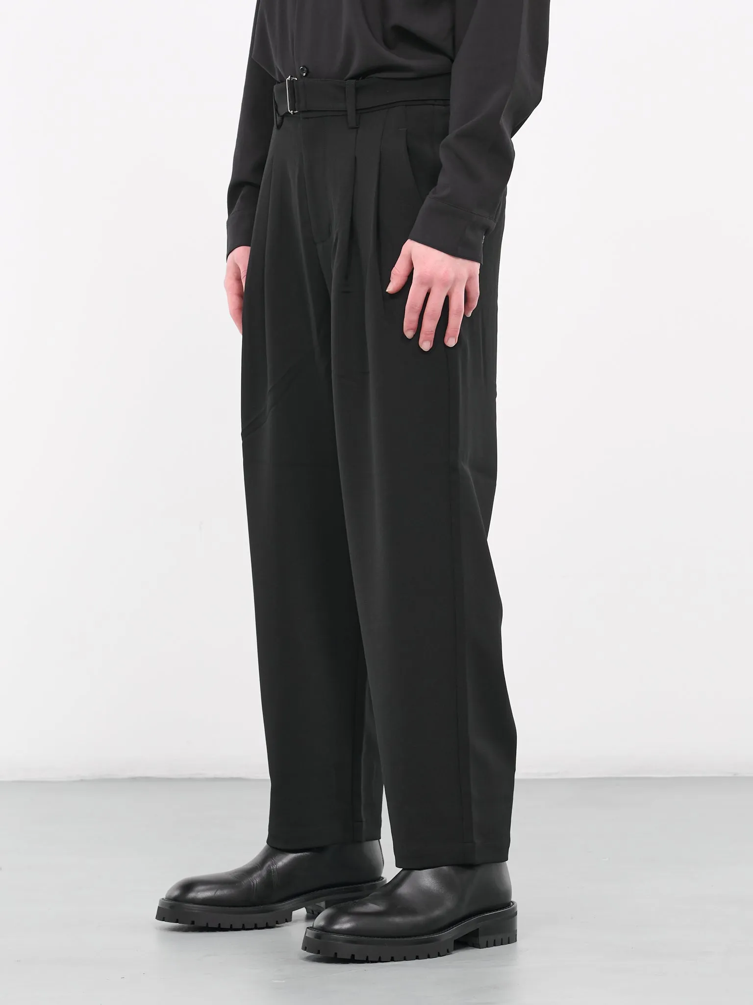 Belted Trousers (AP32-045-BLACK) sold by lorenzo product image thumbnail 2