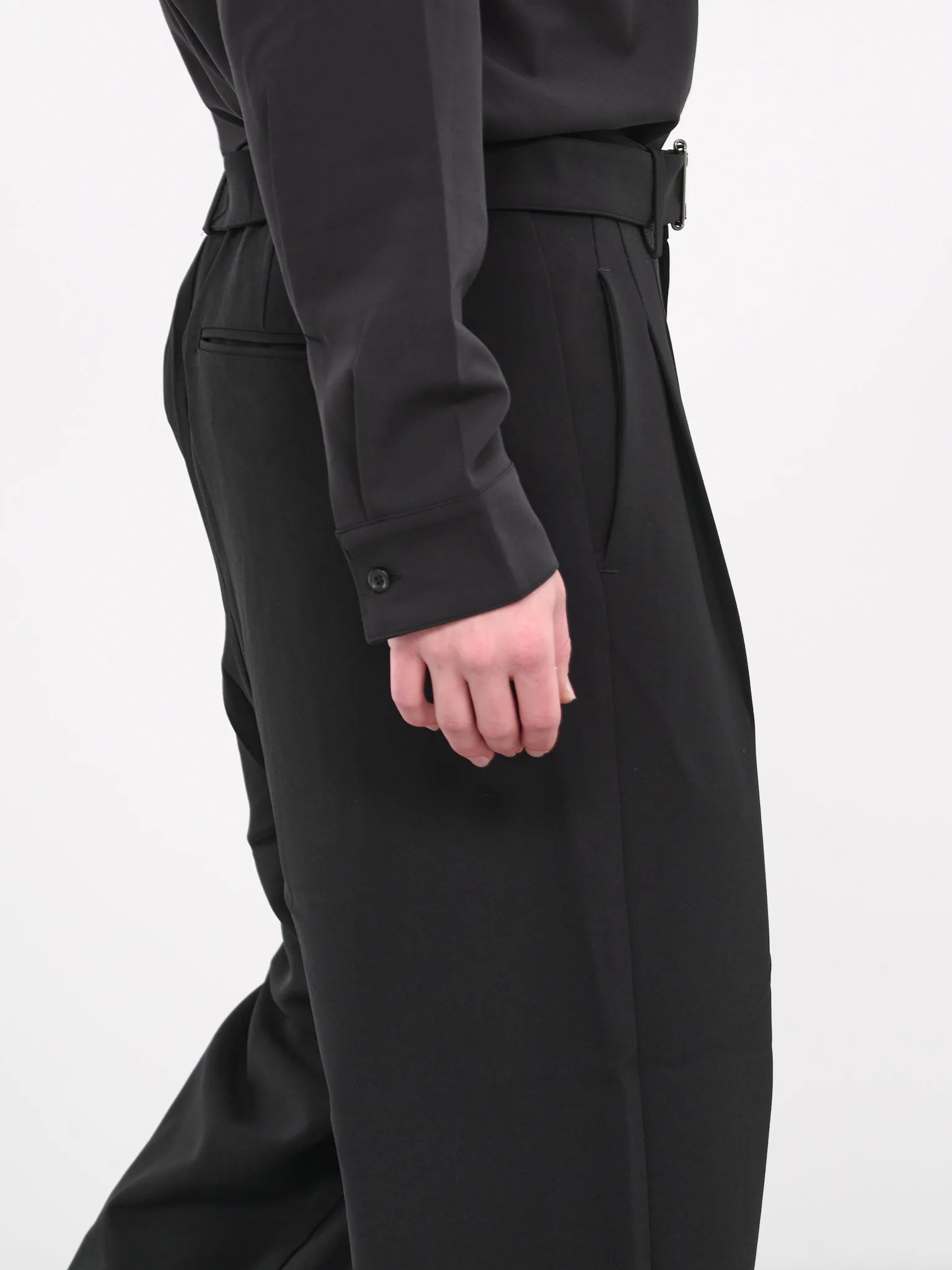 Belted Trousers (AP32-045-BLACK) sold by lorenzo product image thumbnail 4