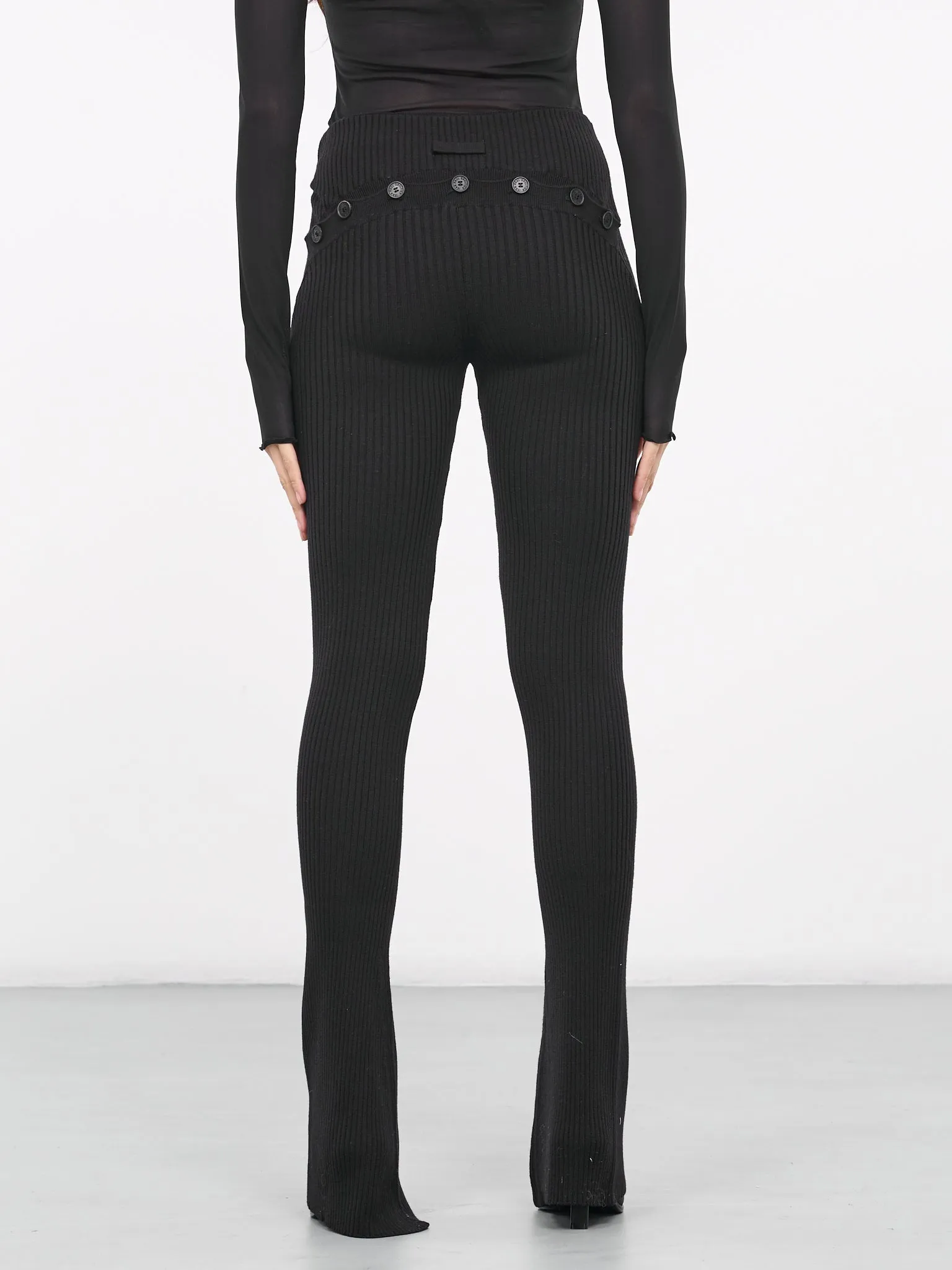 Buttoned Knit Pants (23-15-F-PA090-M057-BLACK) sold by lorenzo product image thumbnail 3