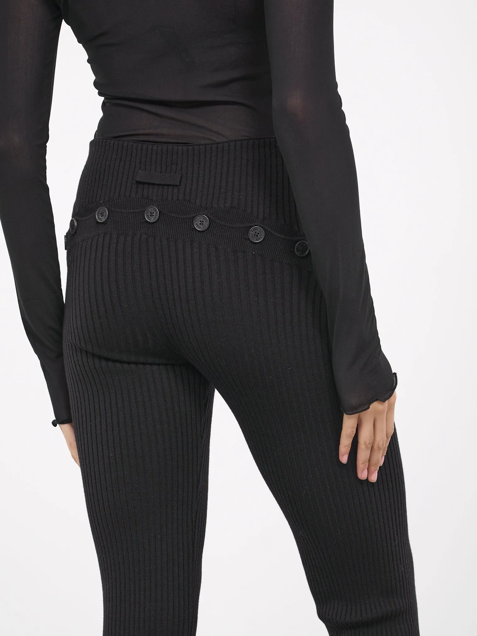 Buttoned Knit Pants (23-15-F-PA090-M057-BLACK) sold by lorenzo product image thumbnail 4