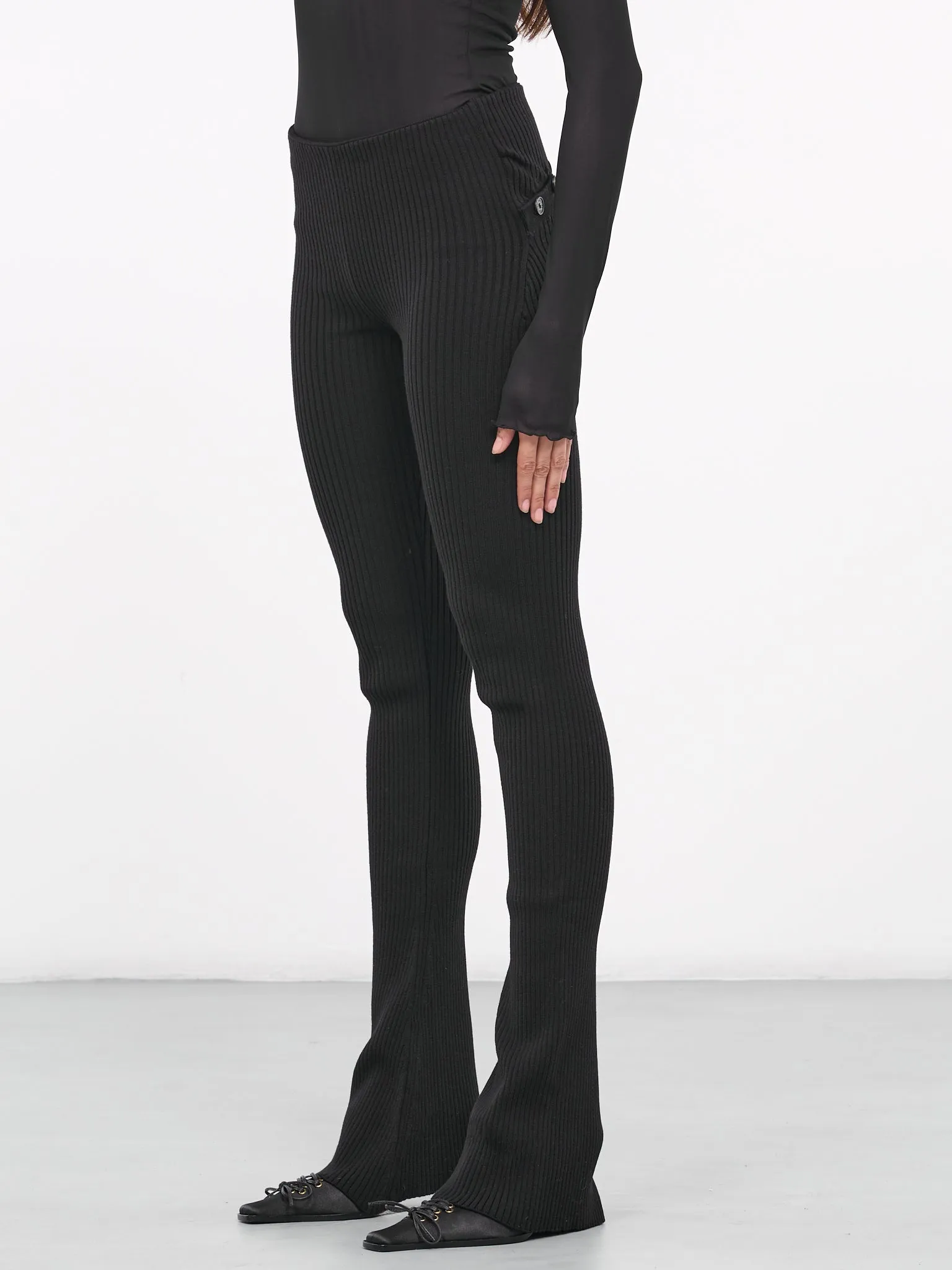 Buttoned Knit Pants (23-15-F-PA090-M057-BLACK) sold by lorenzo product image thumbnail 2