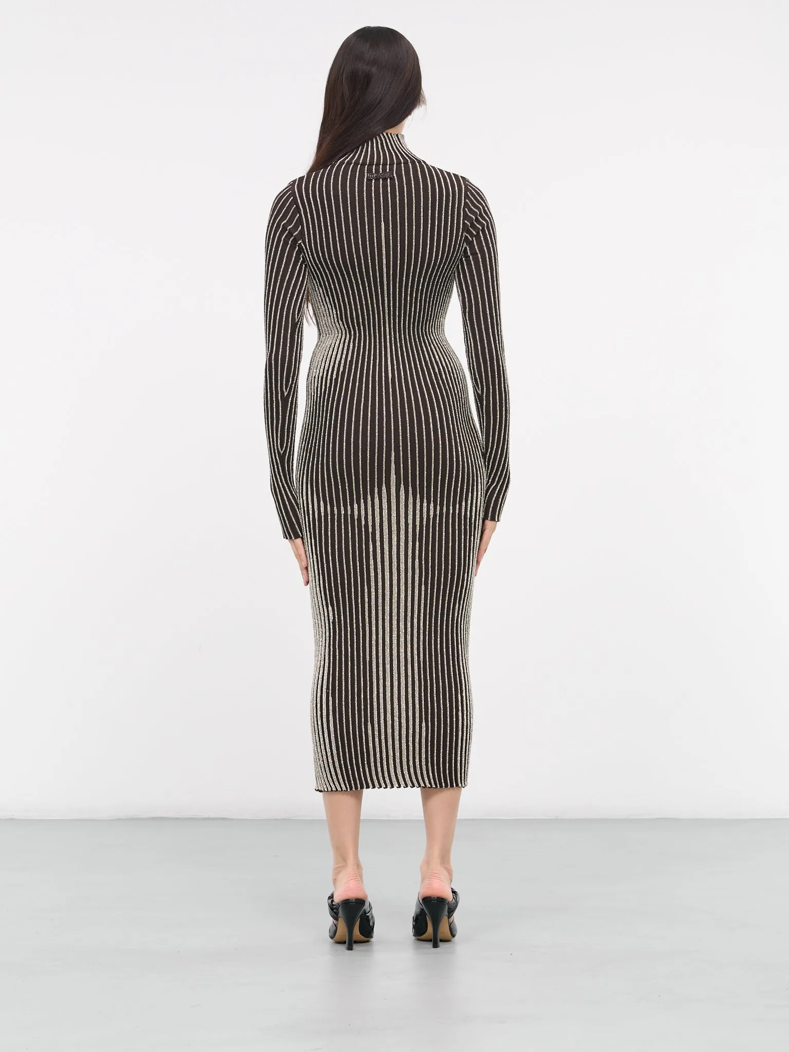 Lurex Trompe L'oiel Dress (23-15-F-RO078-M058-BROWN-SILVE) sold by lorenzo product image thumbnail 3