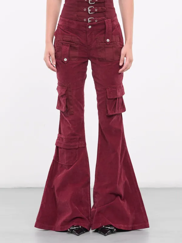 Velvet Flared Trousers (4P024A-N0745-PORT-ROYALE) sold by lorenzo