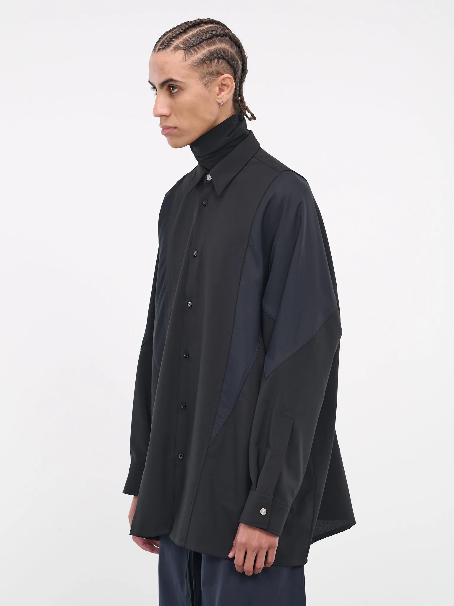 Paneled Shirt (OAU01-001-BLACK) sold by lorenzo product image thumbnail 2