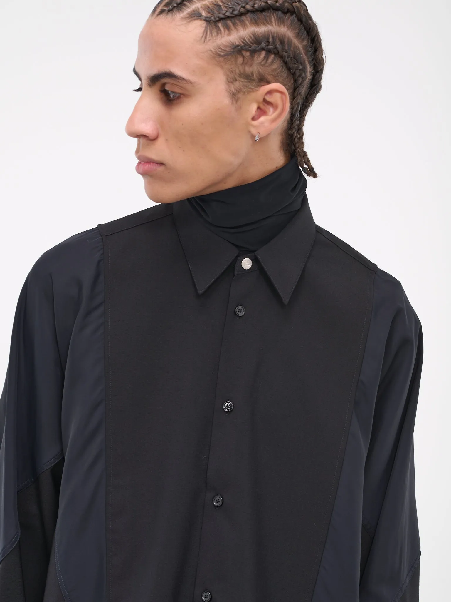 Paneled Shirt (OAU01-001-BLACK) sold by lorenzo product image thumbnail 5
