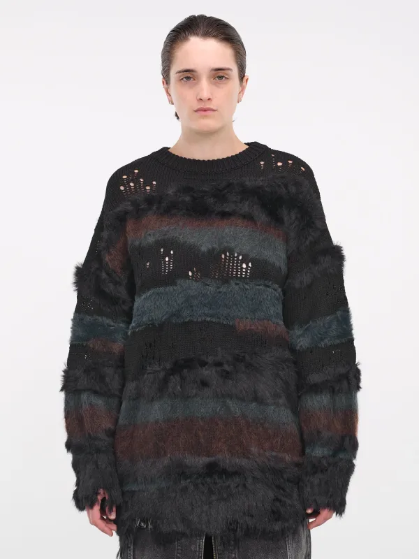 Stripe Knit Sweater (3X51W065-BLACK) sold by lorenzo