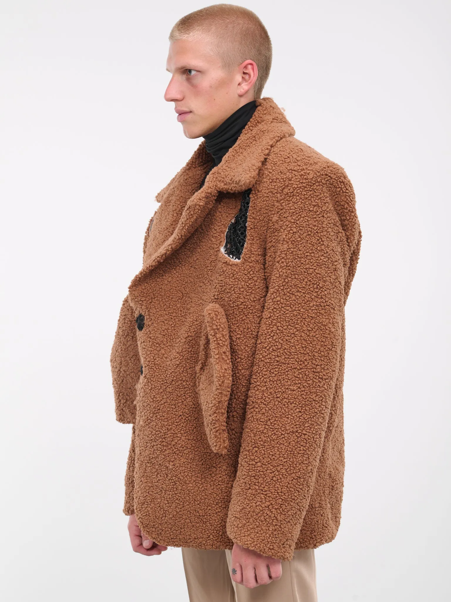 Teddy Cut-Out Jacket (J35-BEIGE-BLACK) sold by lorenzo product image thumbnail 2