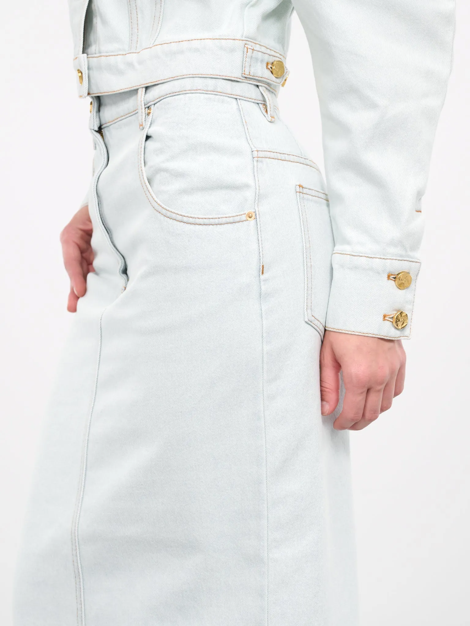 Long Denim Skirt (23ADJU006C01037-U4487-BLEU-DEL) sold by lorenzo product image thumbnail 5