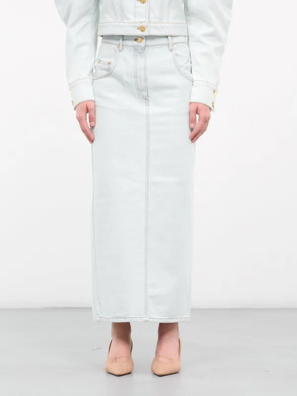 Long Denim Skirt (23ADJU006C01037-U4487-BLEU-DEL) sold by lorenzo