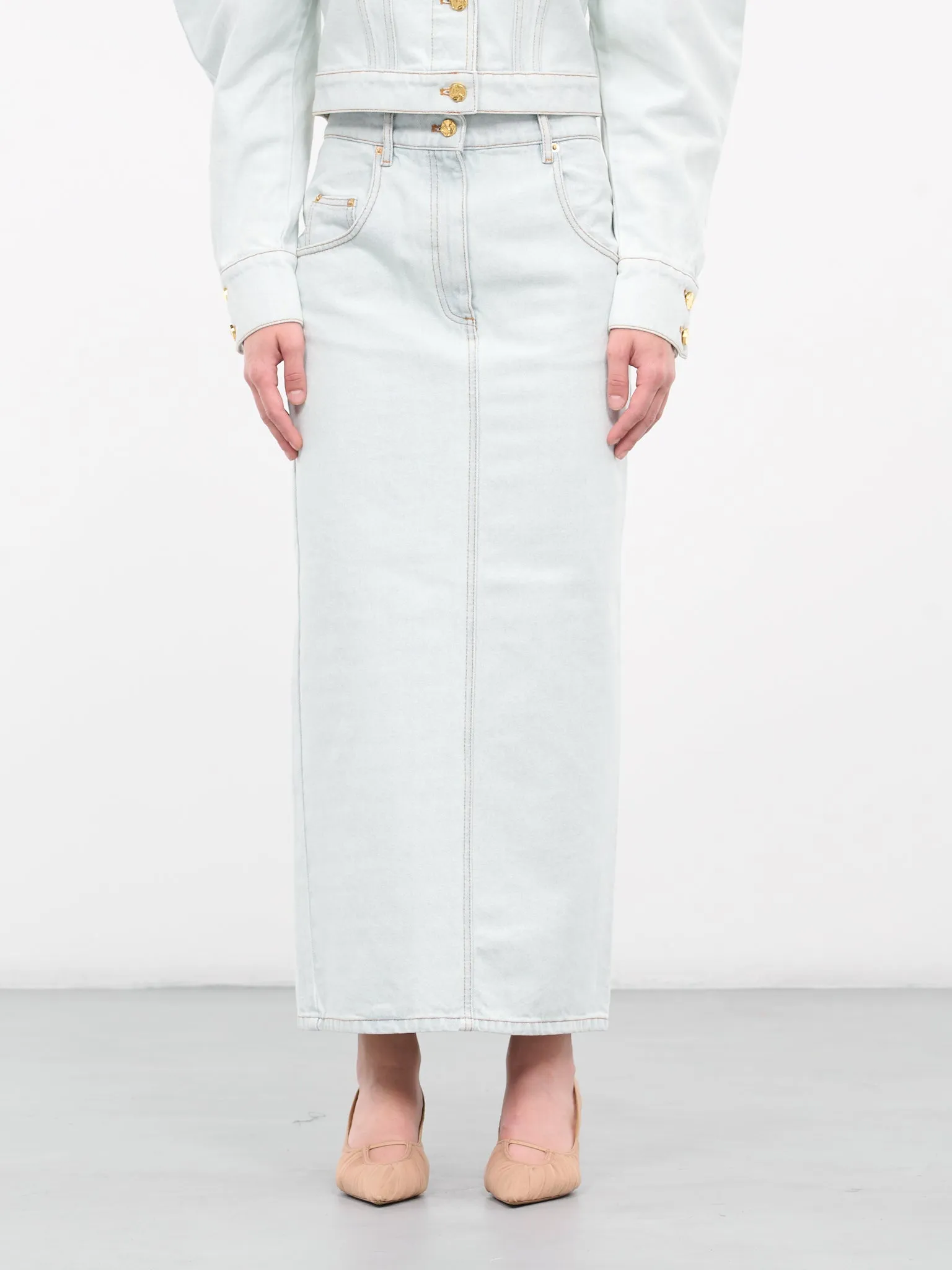 Long Denim Skirt (23ADJU006C01037-U4487-BLEU-DEL) sold by lorenzo