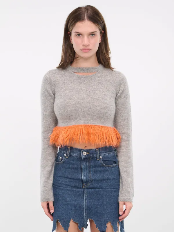 Fringe-Hem Jumper (KW1038-905-LIGHT-GREY) sold by lorenzo