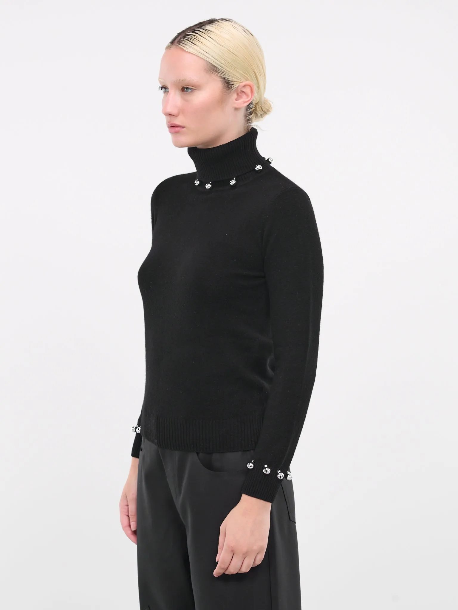 Bell Turtleneck (TP02BK-EMBROIDERED-BLACK) sold by lorenzo product image thumbnail 2