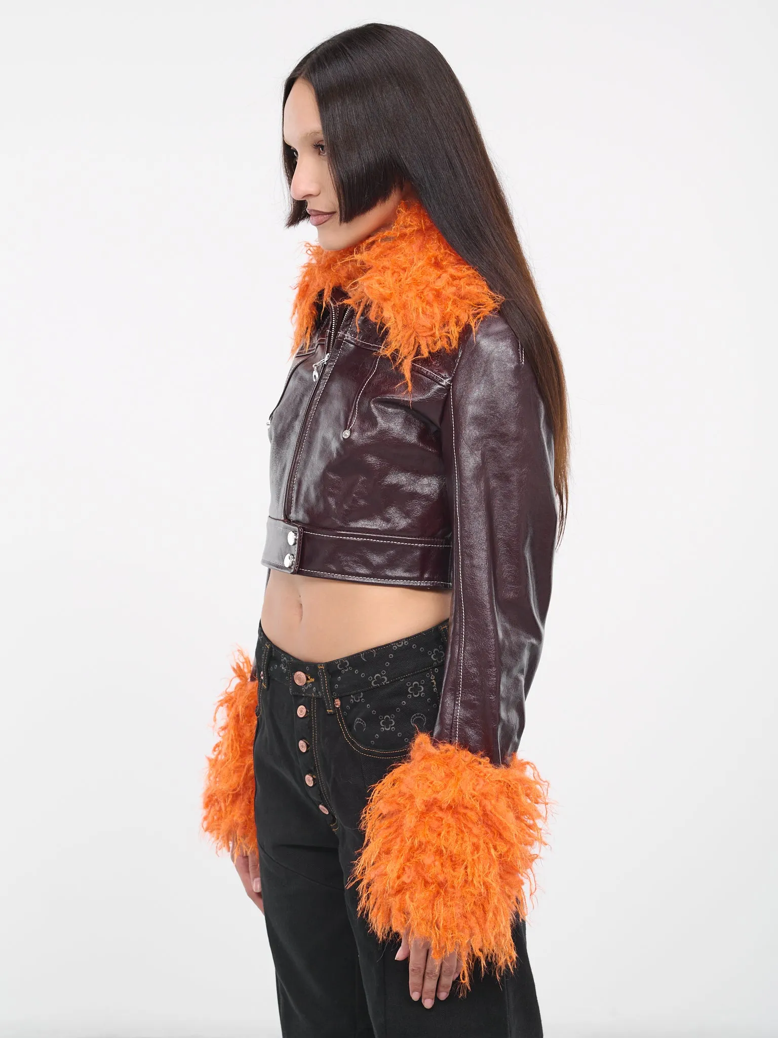 Embossed Leather Jacket (WJA020-CLEA0004-RD70-BURGUNDY) sold by lorenzo product image thumbnail 2