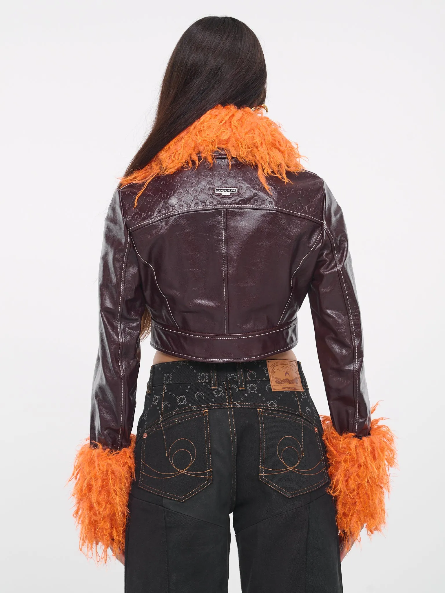 Embossed Leather Jacket (WJA020-CLEA0004-RD70-BURGUNDY) sold by lorenzo product image thumbnail 3