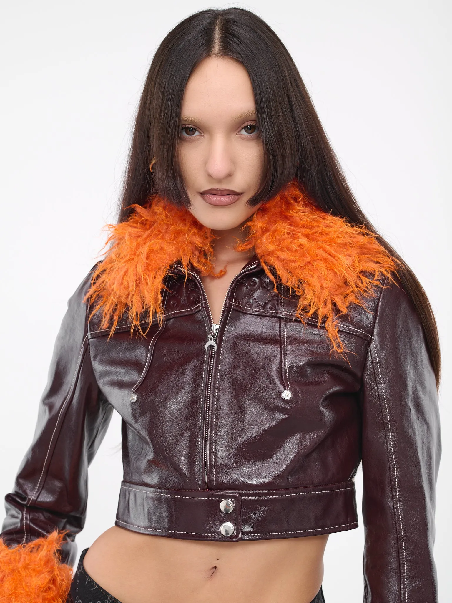 Embossed Leather Jacket (WJA020-CLEA0004-RD70-BURGUNDY) sold by lorenzo product image thumbnail 4