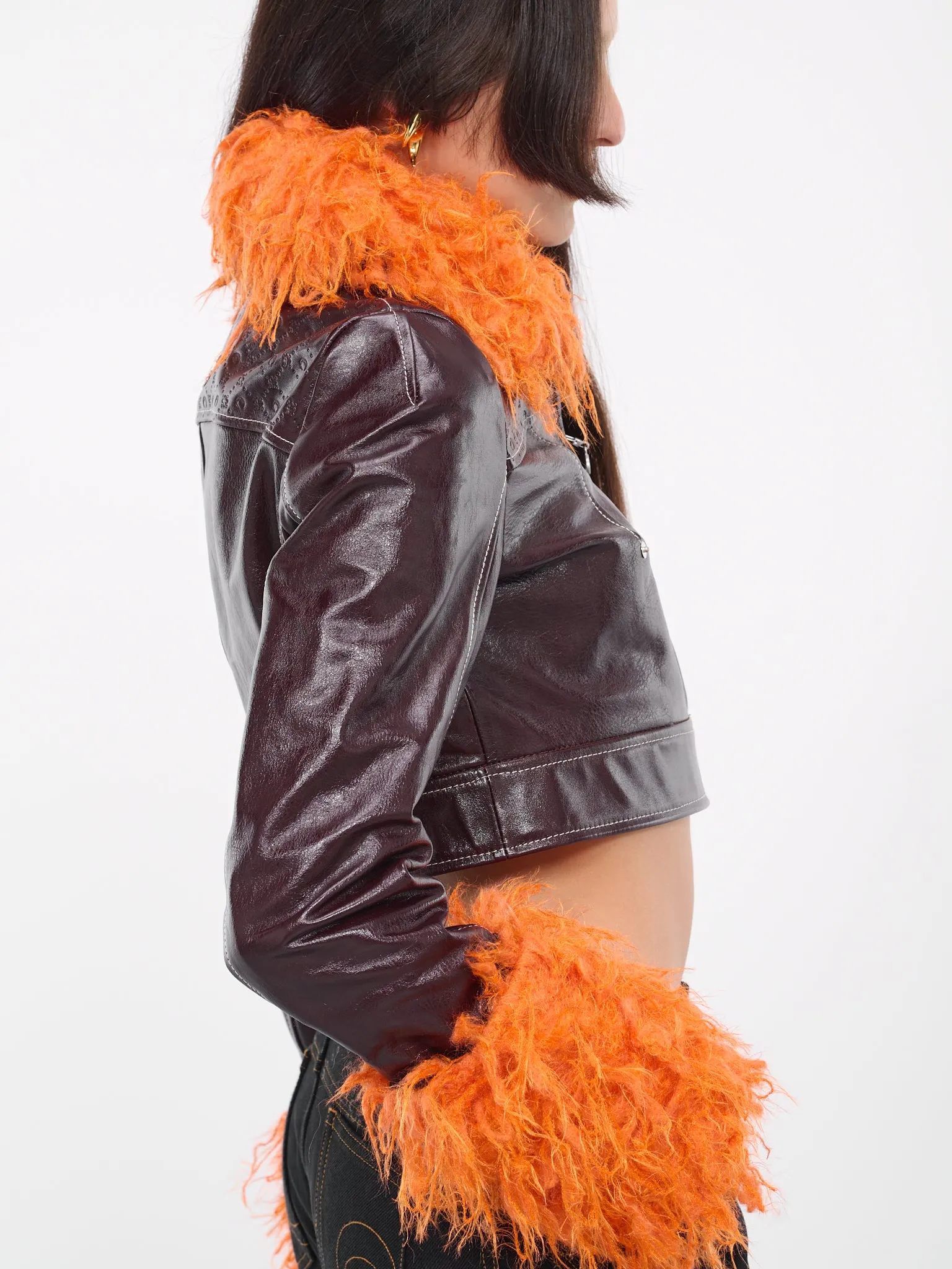 Embossed Leather Jacket (WJA020-CLEA0004-RD70-BURGUNDY) sold by lorenzo product image thumbnail 5