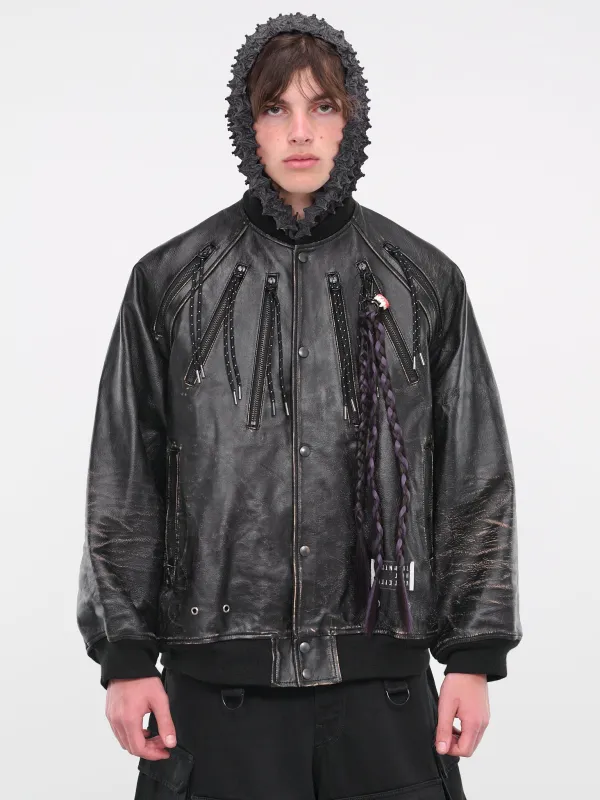 Multi-Zip Leather Jacket (1927-BLACK) sold by lorenzo