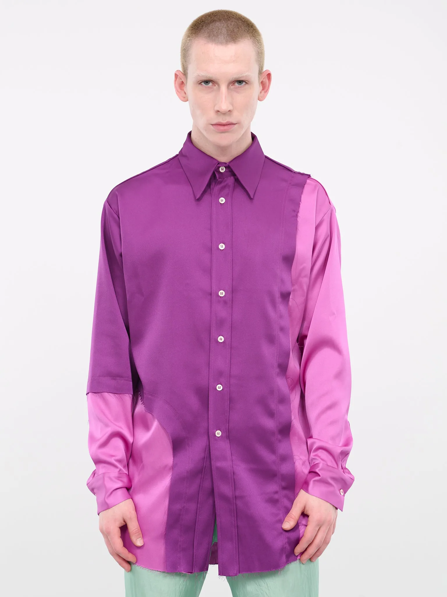 Patched Silk Shirt (S13-PURPLE-LIGHT-PURPLE) sold by lorenzo