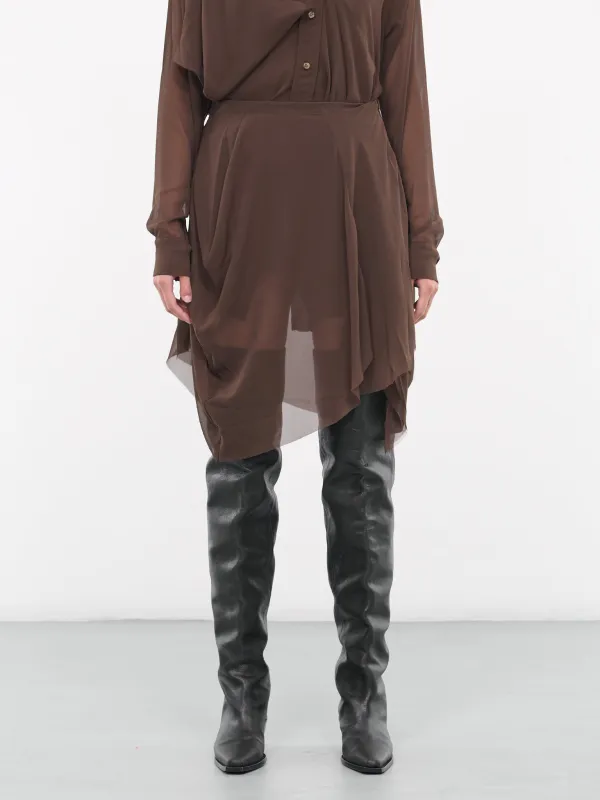 Draped Sheer Skirt (SK07-BROWN) sold by lorenzo