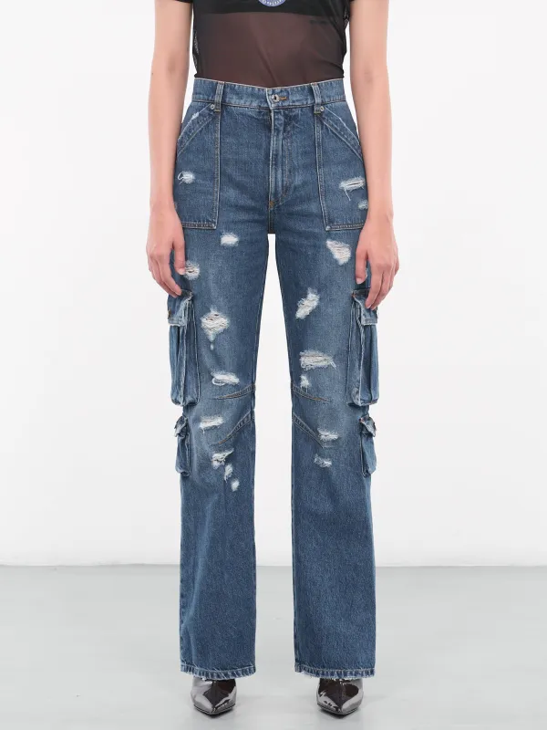 Cargo Denim Trousers (FTCZQD-G8JQ1-S9001-BLUE) made by Dolce & Gabanna