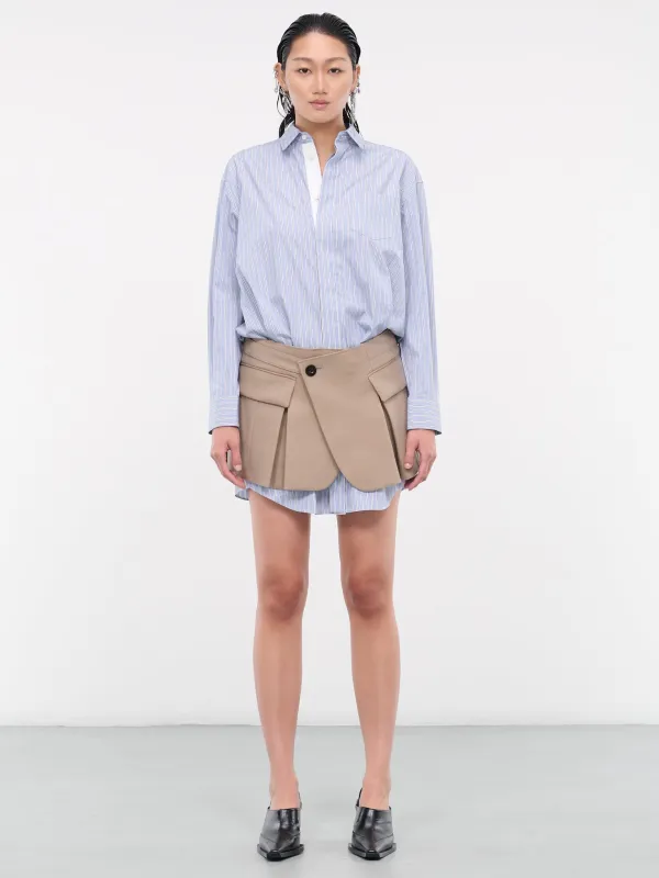 Shirt & Skirt Mini Dress (23-06773-LIGHT-BLUE-STRIPE-BEI) made by Sacai
