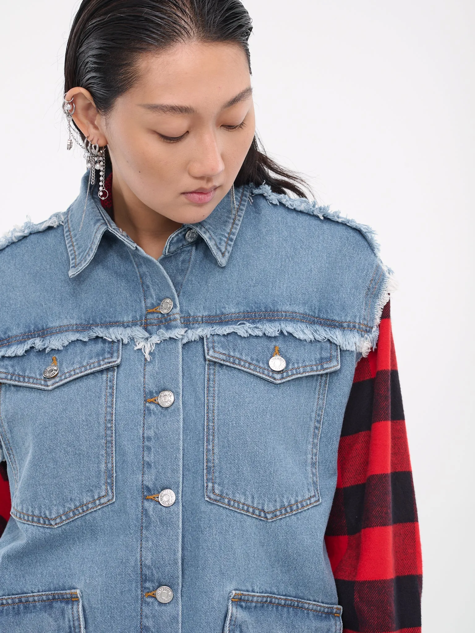 Check Denim Shirt (J0508-8737-BLUE) sold by lorenzo product image thumbnail 4