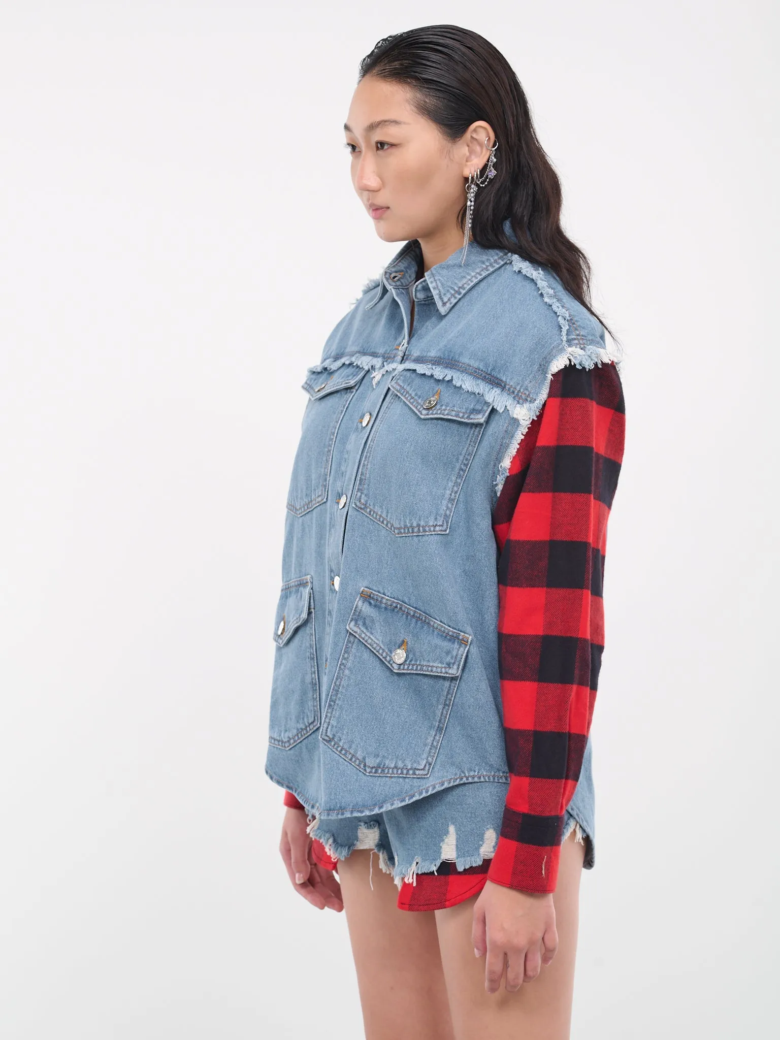 Check Denim Shirt (J0508-8737-BLUE) sold by lorenzo product image thumbnail 2