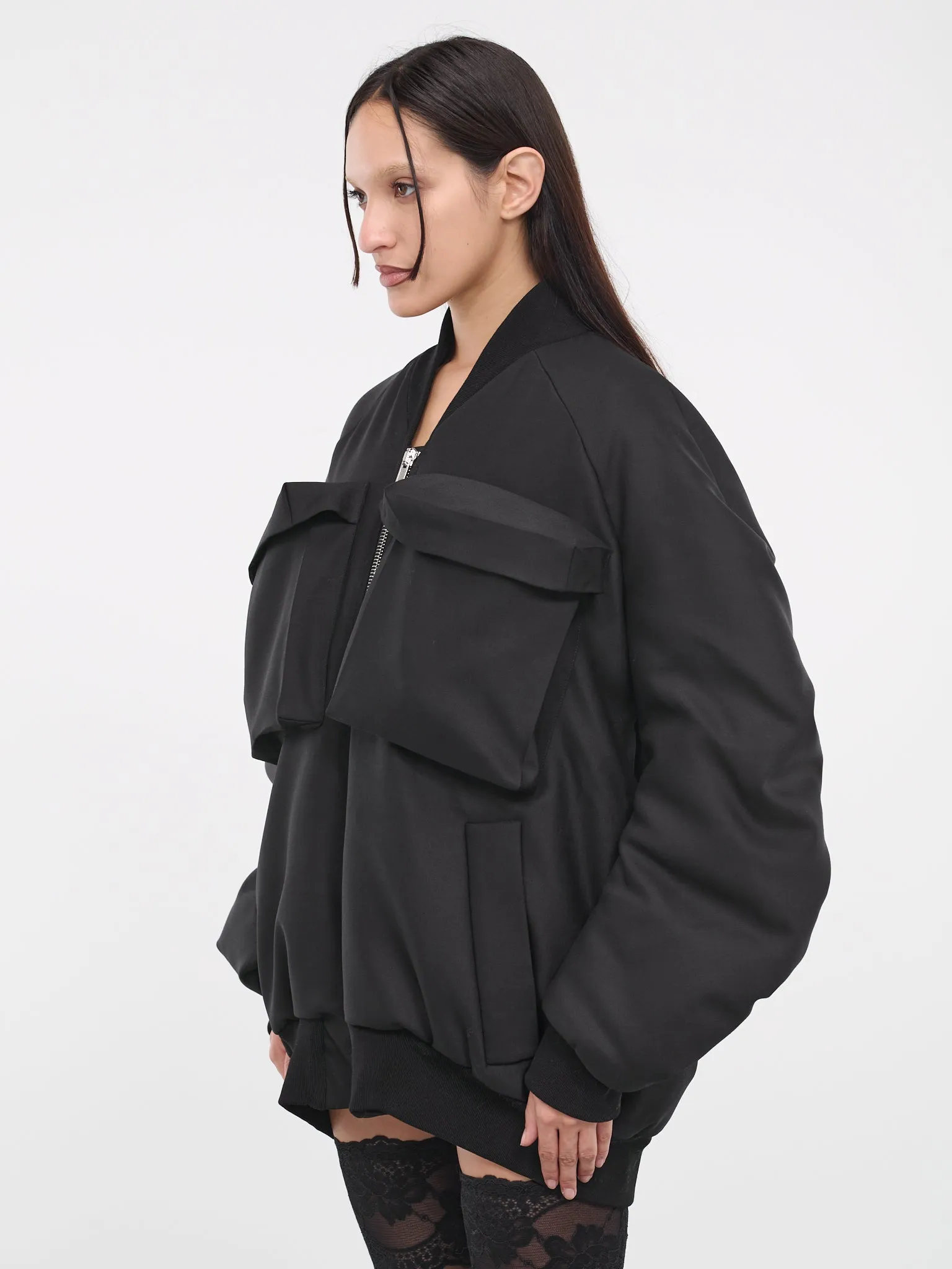 Cut-Out Bomber Jacket (VEWX10004A-VXE024XX-BLACK) sold by lorenzo product image thumbnail 2