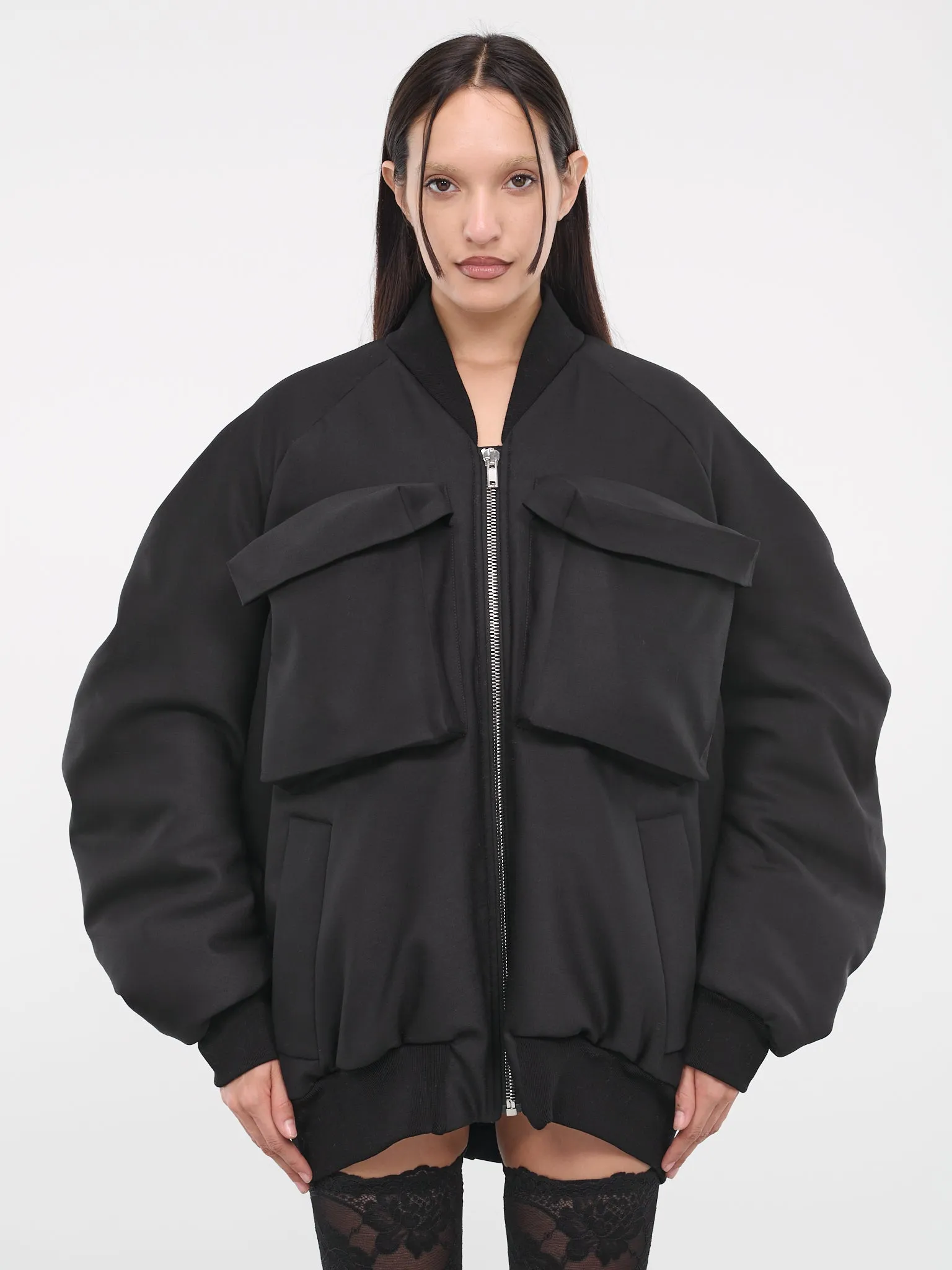 Cut-Out Bomber Jacket (VEWX10004A-VXE024XX-BLACK) sold by lorenzo